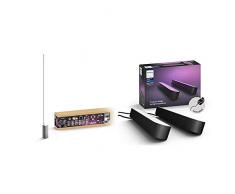 Philips Lighting Hue Signe White and Color Ambiance Lampada da Terra, LED Connessa, Alluminio, 24 V, 32 W &Lighting Hue Play Lampada LED Connessa, UnitÃ Base con Alimentatore, 2 Pezzi, Nero