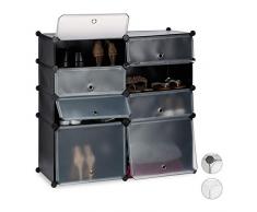 Relaxdays Scarpiera 8 Scomparti, Mobile Porta-Scarpe, Scaffale Componibile, Nero, HxLxP: 91 x 94,5 x 36,5 cm