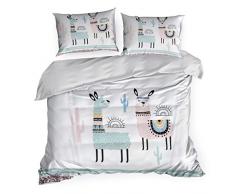 Design91 - Biancheria da Letto per Bambini, Motivo: Lama, 170 x 210 cm, 160 x 200 cm, Colore: Pastello