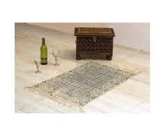 Stylla London® Tappeto Indiano per Soggiorno con Stampa a Blocchi, 100% Cotone, Commercio Equo e Solidale, 60 x 90 cm