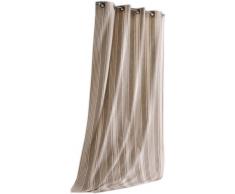 Linder 0513 /FE/375FR - Tenda con Occhielli, Modello Baya Simil Lino, a Righe, 145 x 265 cm, Colore: spago/Beige