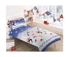 Christmas Kids Natale Bambini Orso Polare Pinguini Natale Junior Copripiumino e Federa Bambini Set di Biancheria da Letto