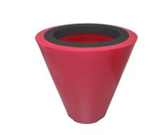 Green City Open XS - Vaso da Fiori Rotondo con Inserto in Resina e plastica, Colore: Rosso Lampone/Antracite