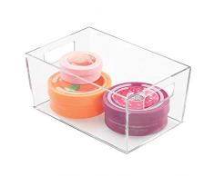 iDesign Clarity Portaoggetti Bagno, Piccolo Organizer Trucchi in plastica con Manici per organizzare i Cosmetici ai Bordi del lavandino, Trasparente, 22,9 cm x 15,2 cm x 10,4 cm