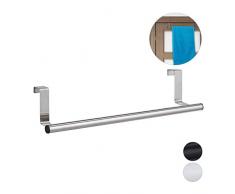 Relaxdays, Argento Portasciugamani per Porta e Armadio, da Appendere, Acciaio Inox, Senza Fori, per la Cucina e Il Bagno, plastica, 1 Pz