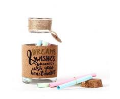 Helio Ferretti Dream HF Bottiglia, Vetro, Sughero e Carta, Bianco, 17x8x8 cm