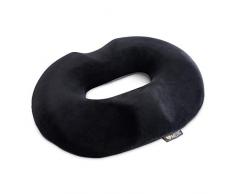 iMedic Cuscino a Ciambella, Memory Foam con Lussuosa Copertura, Sollievo Heamorhoidi, Pile, coccige o dolori Post-Natali, per Auto, Sedia a rotelle, Ufficio, Peluche Nero