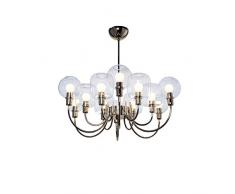 SP Light and Design Diva Sospensione 12 B + R, Struttura Oro, Vetro Trasparente Lampada 4 W