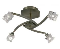 Oaks Lighting Kane - Plafoniera con Finitura in Ottone Anticato e paralumi in Vetro Trasparente