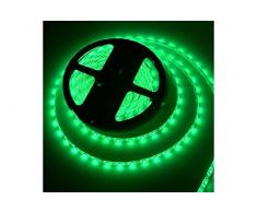 Striscia Strip LED, Luce Verde, 5 Mt, Flessibile Adesiva 600 SMD 2835 Top
