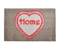 LifeStyle-Mat 100116 Tappetino 1 Cuore Antiscivolo e Lavabile, Ideale per lingresso, Il Guardaroba o la Cucina, 40 x 60 cm, Marrone/Rosso