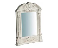Biscottini Specchio Specchiera da parete stile Shabby in legno con finitura bianca anticata misure L23xPR3,5xH43 cm produzione Artigianato Fiorentino Made in Italy