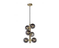 Lucide Tycho - Lampadario a sospensione, Acciaio Tessile Vetro, Satin Gold 168W 230V