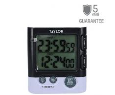 Taylor TYTIM24DUAL Timer da Cucina Doppio e Orologio Digitale, plastica