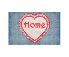 LifeStyle-Mat 100147 Tappetino 1 Cuore Antiscivolo e Lavabile, Ideale per lingresso, Il Guardaroba o la Cucina, 40 x 60 cm, Grigio/Rosso