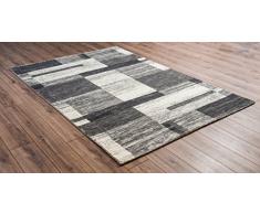 Serdim Rugs Tappeto Moderno per Soggiorno, Design Geometrico Rettangolare, Extra Morbido, Altezza del Pelo 11 mm, Colore Argento, 120 x 170 cm