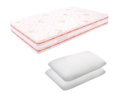 MiaSuite MATERASSO FRANCESE MEMORY FOAM 6 CM 140X190 ALTO 25 CM + DUE CUSCINI LATTICE ALTO 12 CM RELAX ORTOPEDICO