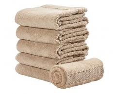 iDesign Spa Bagno con Fascia Intrecciato, Kit Piccoli Cotone 100%, Set da 6 Asciugamani Viso e Corpo con Nastro per Appendere, Beige, 71,1 cm x 40,6 cm x 0,3 cm, 6 unitÃ 