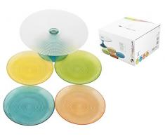 Pasabahce 95724 Servizio 5 Pezzi Dessert Generation Assortiti Arredo Tavola, Vetro, Multicolore