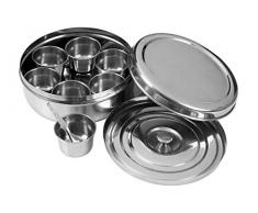 Premier Housewares Porta spezie Set 7Â Pezzi, in Acciaio Inox, Argento, 17Â x 17Â x 7Â cm