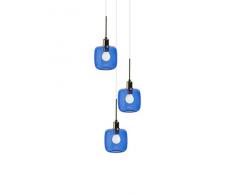 SP Light and Design Diva sospesione Tripla, Struttura Oro, Vetro Blu Lampada a Sospensione 4 W