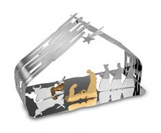 Alessi Bark Crib BM09 Presepe di Design in Acciaio Inossidabile con Particolari Dorati, Lucido