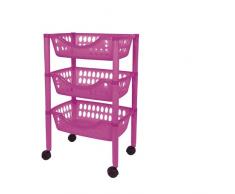 JUYPAL, Carrello da cucina a 3 ripiani, Viola (fuchsia), 66,5 x 39,3 x 26,5 cm