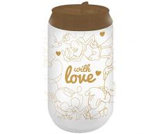 AMBITION 92613 Tazza Termica a Forma, 300 ml, con Chiusura a Scatto, in Acciaio Inox, plastica, Motivo: Topolino e Minnie, Cuori