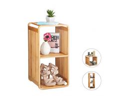 Relaxdays Scaffale Aperto con Angoli Arrotondati, Mobile da Bagno con Mensole, Quadrato, bambù, Marrone, HxLxP: 64,7x33x33 cm