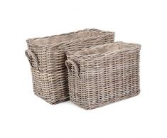 Red Hamper Set di 2 Camera dellAssia Foderato Rattan Boot Carrello