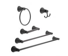 AmazonBasics - AB-BR843-OR, set di accessori da bagno, 5 pezzi, bronzo lucidato effetto anticato