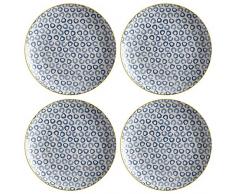 Maxwell Williams 5251657 Laguna - Set di 4 piatti in porcellana, 20 cm, colore: Blu, Porcellana, Dinner Plates