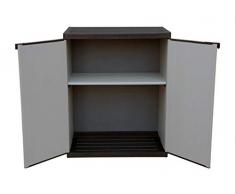 Adventa Armadio Basso in Resina con Ripiani 2 Ante, (Interno/Esterno), Grigio Nero, 68x39,5x85