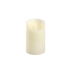 Candela cilindrica Cera Ruvida Avorio, Ø 7,5 cm, h 12,5 cm, LED Bianco Caldo, Fiamma in Movimento, Timer, Telecomando Opzionale, Batteria, Interno