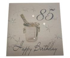 Cotone Bianco Carte etÃ 85 Handmade Champagne Secchio Birthday Card, Bianco