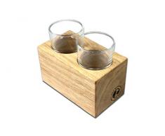 Stritzelberger Zahnputzbecherhalter Oak-Brush-Mala Portaspazzolino, Quercia, Legno di Rovere, 16 x 9 x 9