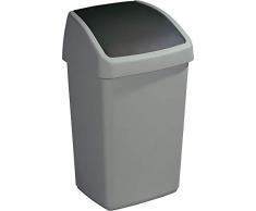 Sunware Delta - Pattumiera con Coperchio Basculante, 25 l, Colore: Nero Metallizzato