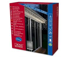 Konstsmide 2742-103 - Stringhe di microluci LED effetto nevischio, 200 diodi a luce bianca calda, trasformatore esterno 24 V, cavo trasparente