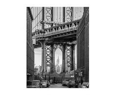 Komar - Quadro, Motivo: Ponte di Brooklyn, per Soggiorno, Camera da Letto, Decorazione, Stampa Senza Cornice Disponibile in 3 Misure, Nero, Bianco, Grigio, P123-40x50