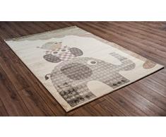 Tappeto Moderno per Bambini con Uccelli, per Camera dei Bambini, Morbido, con Altezza del Pelo di 11 mm (Crema, 160 x 230 cm)