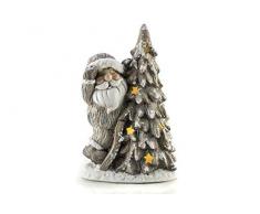 Evviva Babbo Natale, Resina, Grigio Marrone, 42 Centimetri H