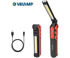 Velamp KUBRIK Luce dispezione 2 in1: COB 350lm + Torcia 150lm. Ricaricabile. Multifunzione, Rosso