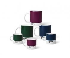 Pantone 18232 Set Porcellana, 3 tazzine da caffÃ¨, Melanzana 229, Verde 3435 & Blu Scuro 289, Colori Autunnali