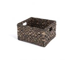 lombok Cestino in giacinto d Acqua, in Rattan, Colore: Nero, 39 x 30 x 21 cm