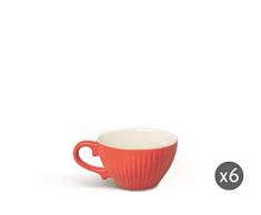 Excelsa Parisienne Set 6 Tazzine da Caffè, Porcellana, Rosso