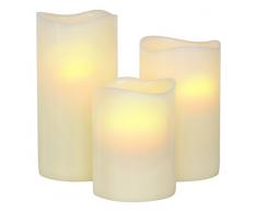 Liown LED - Candela in cera con luce LED integrata, Avorio, taglia: Confezione da 3 (M, L, XL)