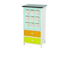 Galileo Casa 2410373 Mobiletto con Decorazioni e Cassetti, Legno di Paulownia, Multicolore, 29x39x77.5 cm