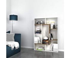Homemania Libreria Liam Scaffale, Mobile - con Ripiani - da Salotto, Ufficio - Noce, Bianco in Legno, 100 x 22 x 136 cm