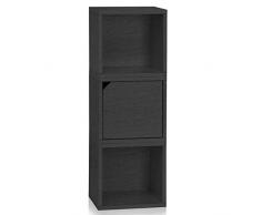 Way Basics - 3 Ripiani modulari 3 in 1 per mensole Connect a cubo, Farina di Legno Nera (Montaggio Senza Attrezzi e Lavorazione Unica in Cartone zBoard)