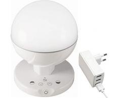 FeinTech Lampada da tavolo LED dimmerabile, con batteria ricaricabile e caricatore USB, 3 W Bianco